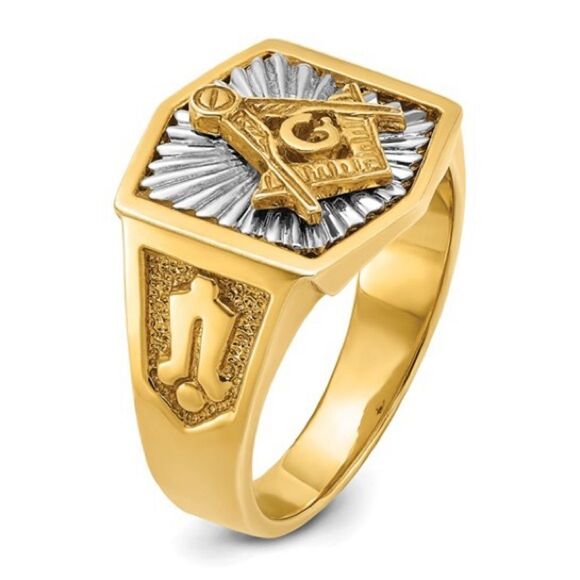 New 14k Gold IBGoodman Men's Masonic Ring: A Blend of Tradition and Modern Style - Picture 6 of 9
